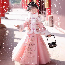 女童汉服冬季古装拜年服套装2025新款儿童唐装女孩加绒国风过年服