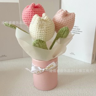 Knitted Finished Gift Flowers, Handmade Crocheted Flowers, Rose Flower Hug Buckets, Finished Products Wholesale, Creative Gifts for Friends and Mothers