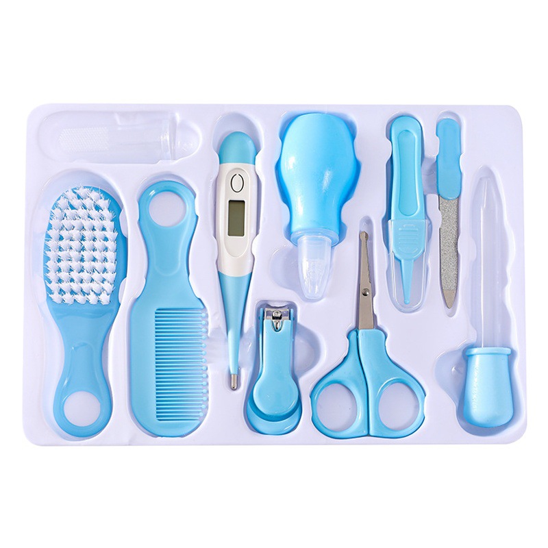 Comercio exterior bebé cuidado traje bebé uñas Clippers termómetro cepillo dientes cuidado herramientas peine cepillo conjunto de 10 piezas