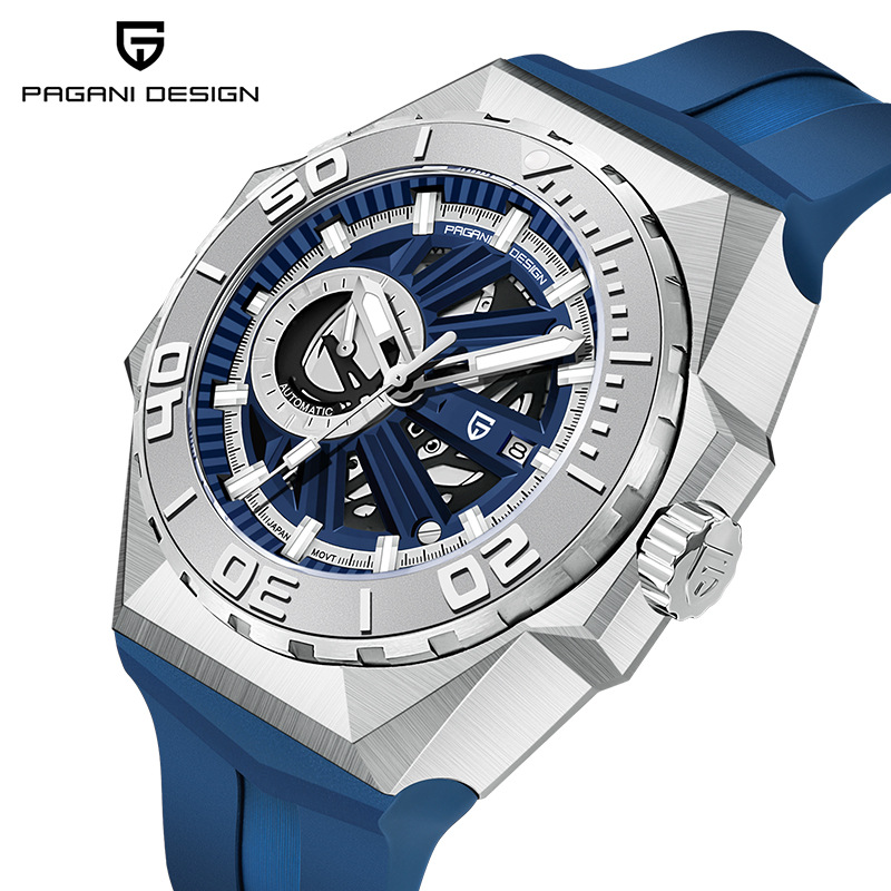 paganidesign reloj de hombre Bergani gran dial reloj mecánico automático caja de acero PD-YS007