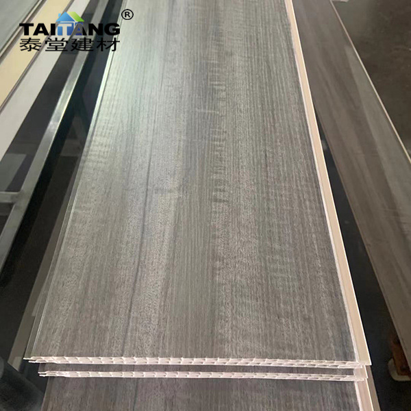250MM * 8MM revestimiento de grano de madera placa de ranura cóncava protección del medio ambiente fuelle de techo techo PVC fabricante precio especial