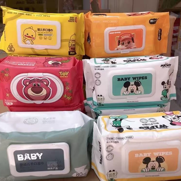 Special offer multi-product 80 smoking baby baby special wipes with cover hand wet tissue increased thickening family benefits