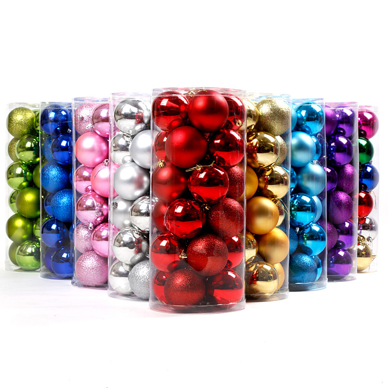 Decoraciones navideñas promocionales Bolas navideñas 24 bolas coloridas Bolas brillantes Centro comercial Decoraciones para tiendas arreglos de techo