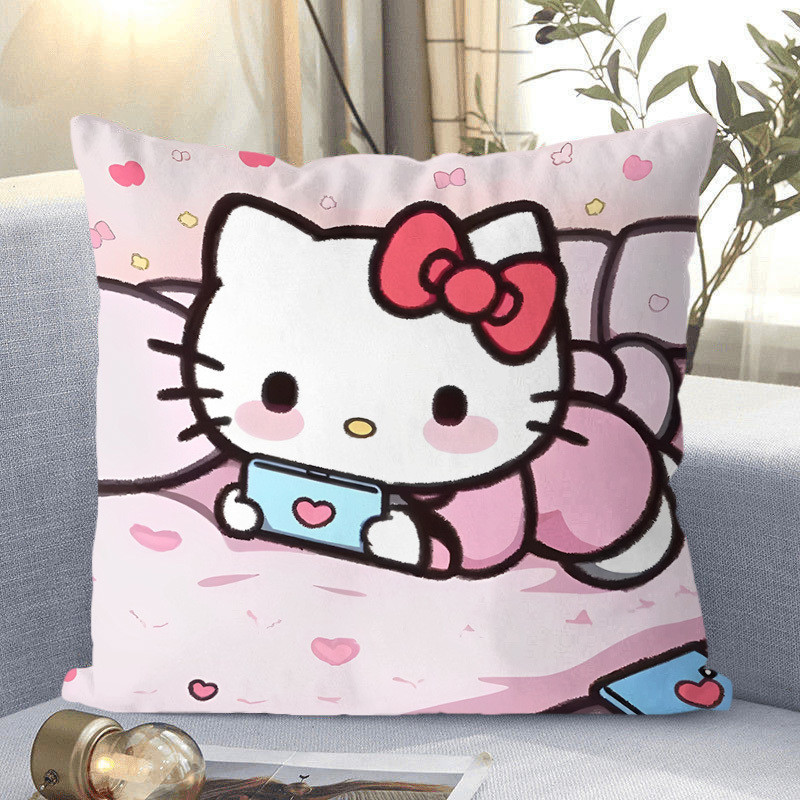 Hello Kitty, almohada de gato, Hello Kitty, almohada de corazón de niña, almohada de respaldo de dormitorio de estudiantes.