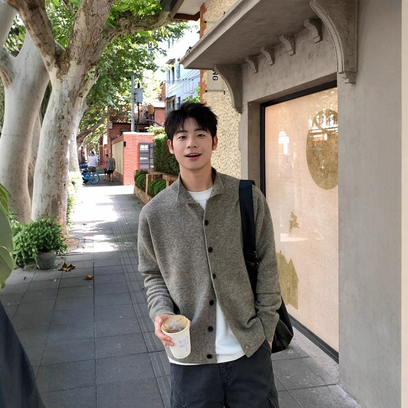 Half Turtleneck Button Cardigan Sweater for Boys 2025 New Autumn and Winter Versatile Tops Casual Knitted Jacket Thickeneded
