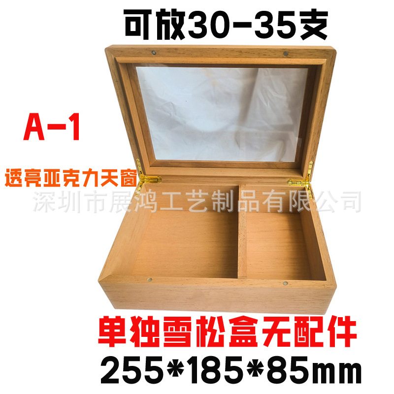 Caja de madera de cedro española, caja de cigarros, claraboyas de madera sólida de doble capa, caja de humidificación portátil de cigarros. image 7