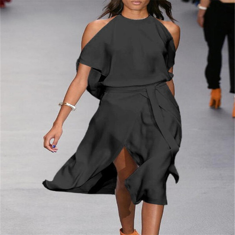 2021 European and American new AliExpress Amazon sleeveless split multicolor sexy long dress