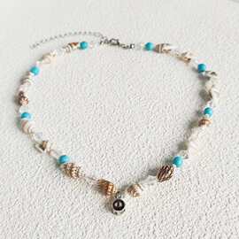 欧美热销海螺蓝松石串珠项链手脚链金属吊坠投影珠定 制个性图片