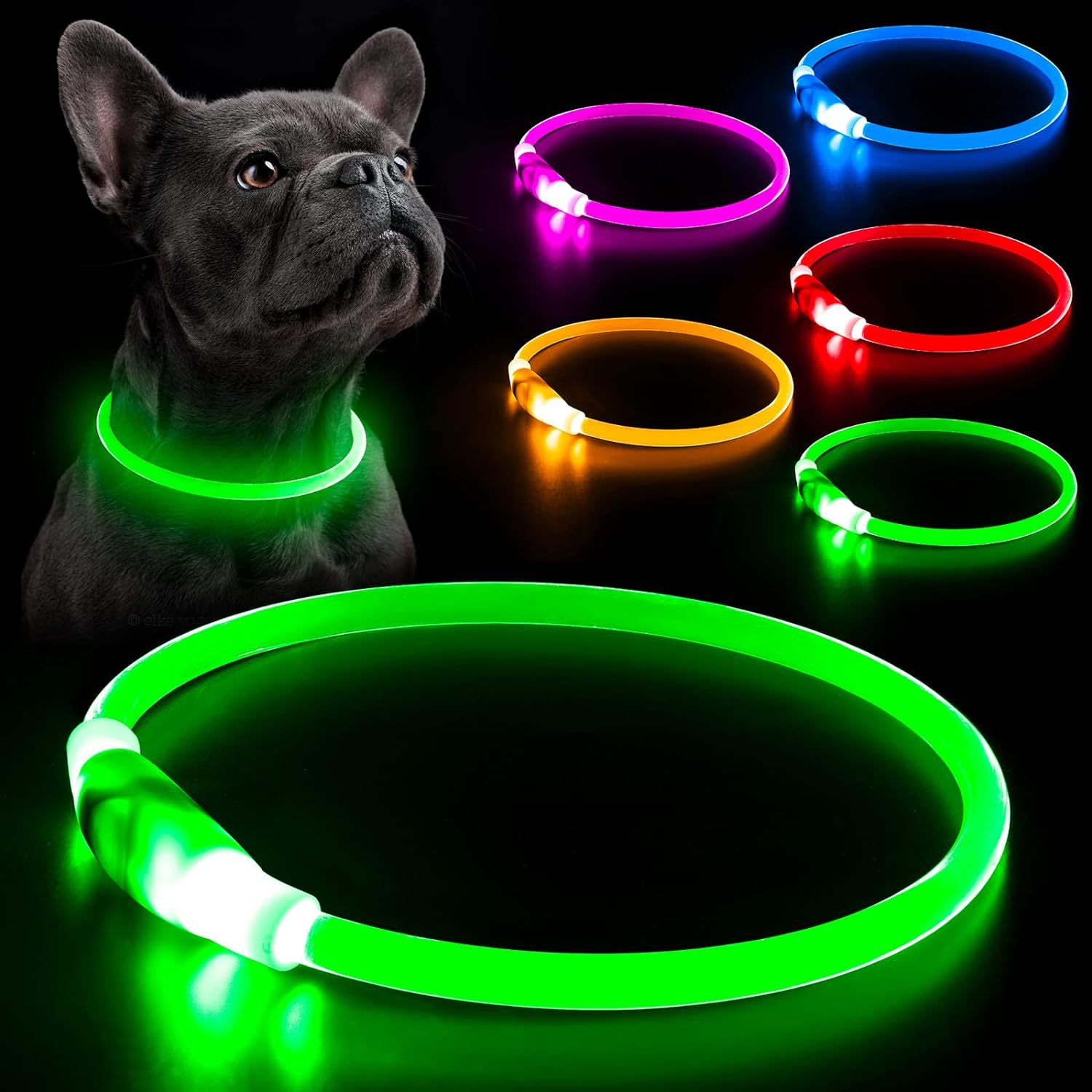 跨境LED宠物发光项圈USB充电狗狗项圈夜光狗绳狗带LED Dog Collar