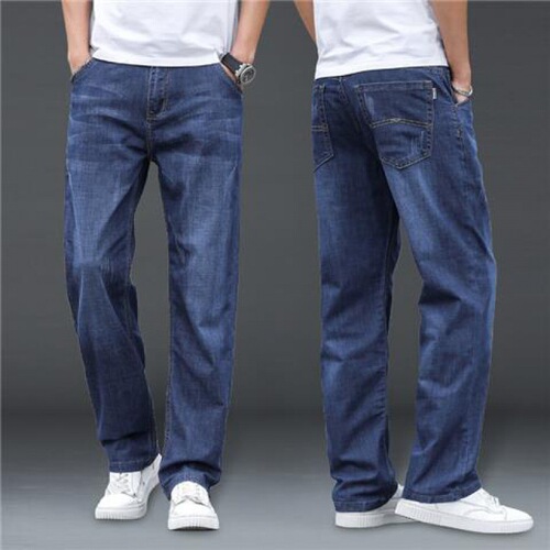 Men's Shanlida Jeans Winter Thick Straight Leg Loose Wide Leg Pants for Winter Men Casual Versatile