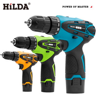 12V Cordless Screwdriver Electric Drill Double Speed Power Tool Rechargeable Lithium Battery Led Light 2Pcs Waterproof Hand Drill