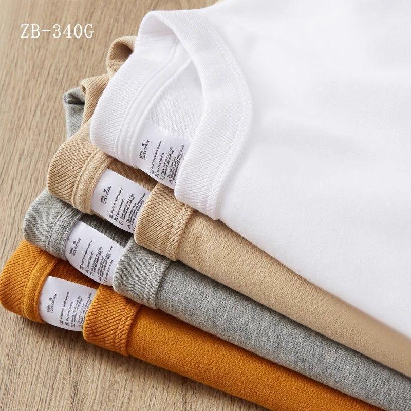 340g Heavyweight Short-Sleeved T-Shirt for Men and Women, Versatile Bottoming Shirt for Couples, Thickeneded Pure Color Round Neck T-Shirt, Loose