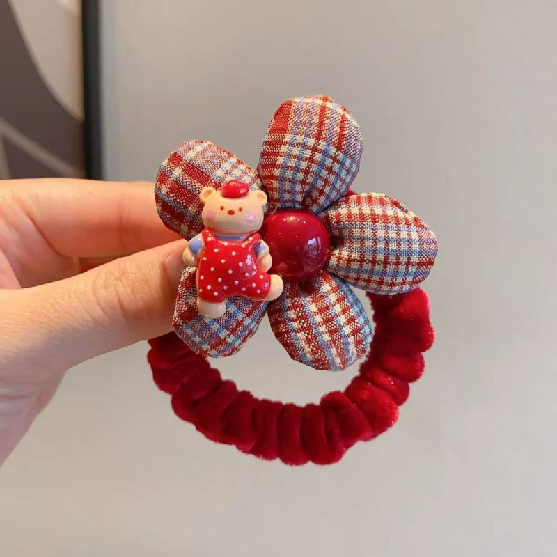 Red, with little bears, flowered
