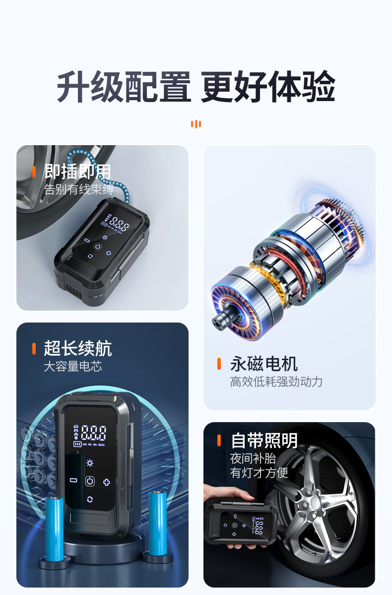Car Wireless Air Pump Portable Car Electric Air Pump Car Tire Inflator Mini Air Pump