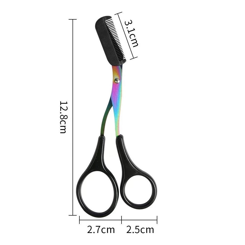 Tijeras para cejas de tres colores, recortador de cejas, tijeras macro para cejas, maquinilla de afeitar para cejas, peine para cejas, tijeras para recortar cejas con juego de peines