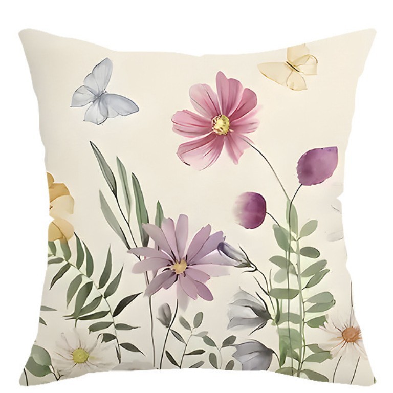 Amazon nueva primavera flores y pájaros impresión almohada cubierta lino decoración sofá almohada cubierta dormitorio cojín
