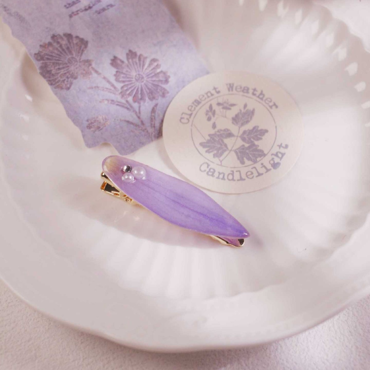 手工睡莲小众森高级感系侧边夹滴胶永生花植物花卉发饰鸭嘴夹发夹