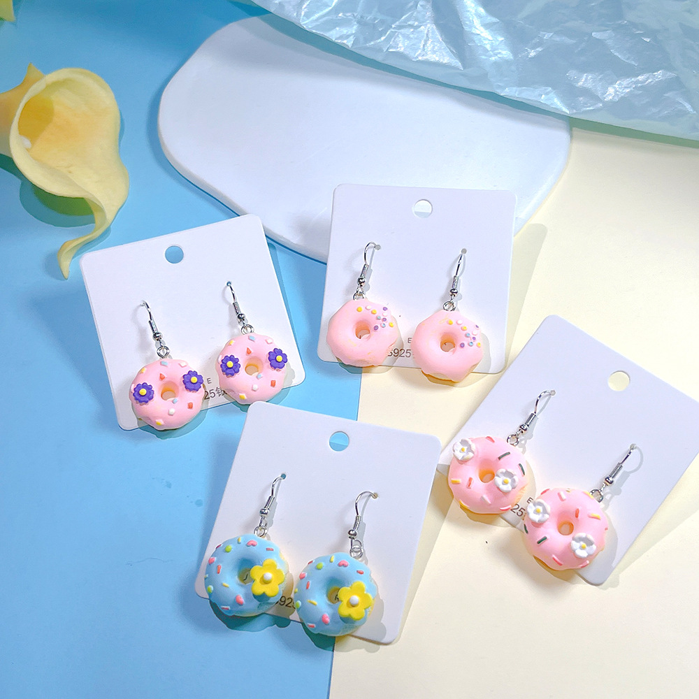 1 Pair Sweet Donuts Resin Drop Earrings display picture 6