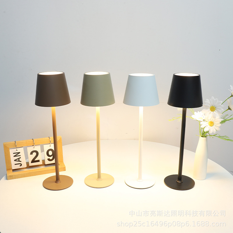 现货圆底座高脚台灯卧室床头小夜灯桌面无线摆件装饰灯护眼