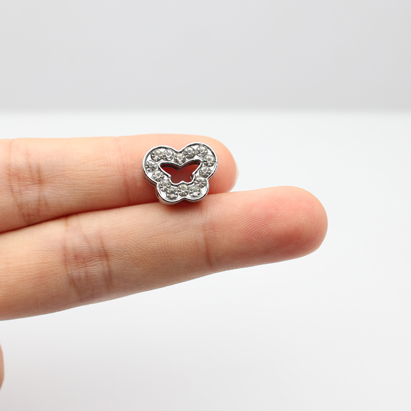 8 ミリメートルクロームダイヤモンド表面ベルトハートハート型携帯電話チェーンナンバープレートキーホルダージュエリーアクセサリーベルト