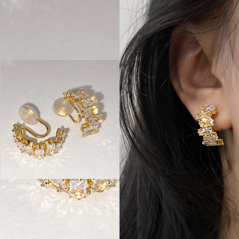 Clip de oreja pendientes no perforados hebilla de oreja francesa femenina 14K pendientes de retención de color temperamento de alto grado clip de hueso de oreja francesa