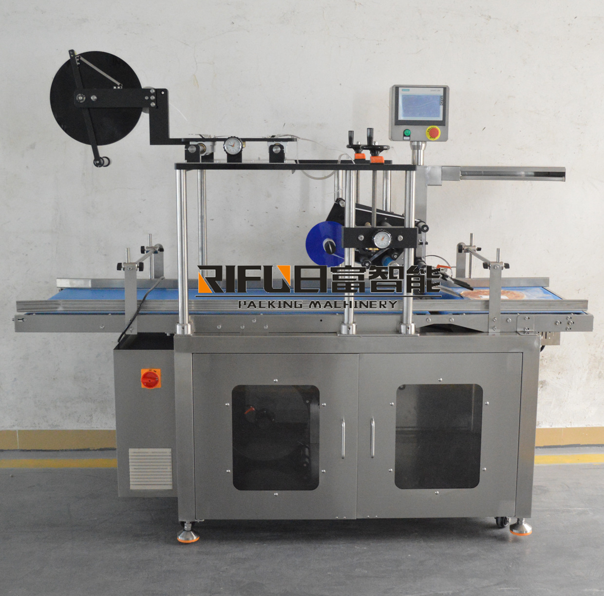 全自动双面平面不干胶贴标机 纸盒保鲜盒塑料袋保鲜袋贴标设备