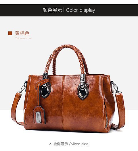 European and American retro women's bag trend, new cross-border hand-held shoulder crossbody bag made of oil wax leather for export, one piece, global consignment undefined