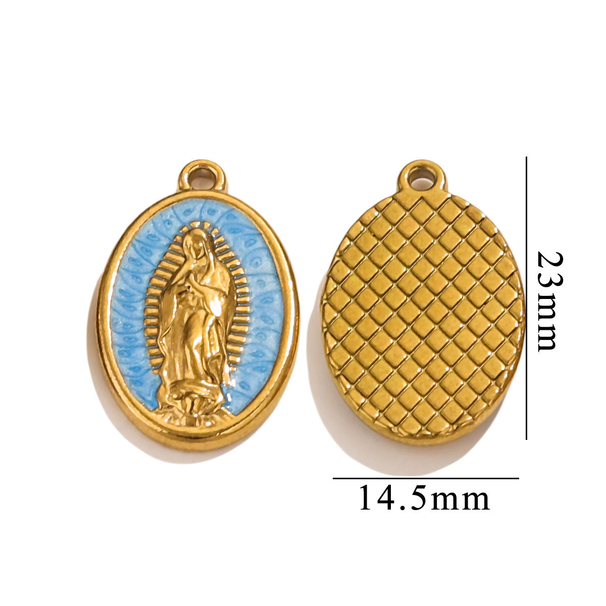 304 Stainless Steel Material Virgin Mary, Color Block Pattern Religion, Simple Style, Classic Style Style 5 PCS/Package 304 Stainless Steel PVD Coated Real Gold Plated Virgin Mary Color Block Pendant DIY Jewelry Accessories