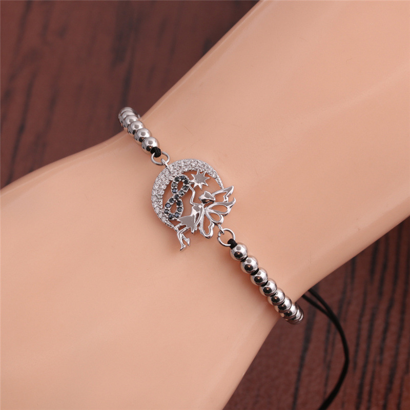 Retro Zircon Angel Moon Stars Adjustable Bracelet display picture 5