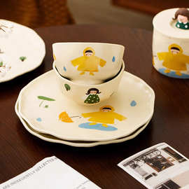 3EW1复古可爱陶瓷礼盒好看套装饭碗盘子二人食家用碗筷情侣饭碗