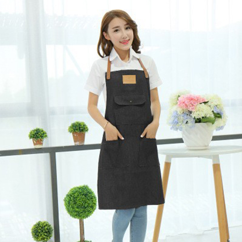 Comercio exterior Denim delantal Barber pintura leche té barista ropa de trabajo cocina delantal del hogar fábrica al por mayor