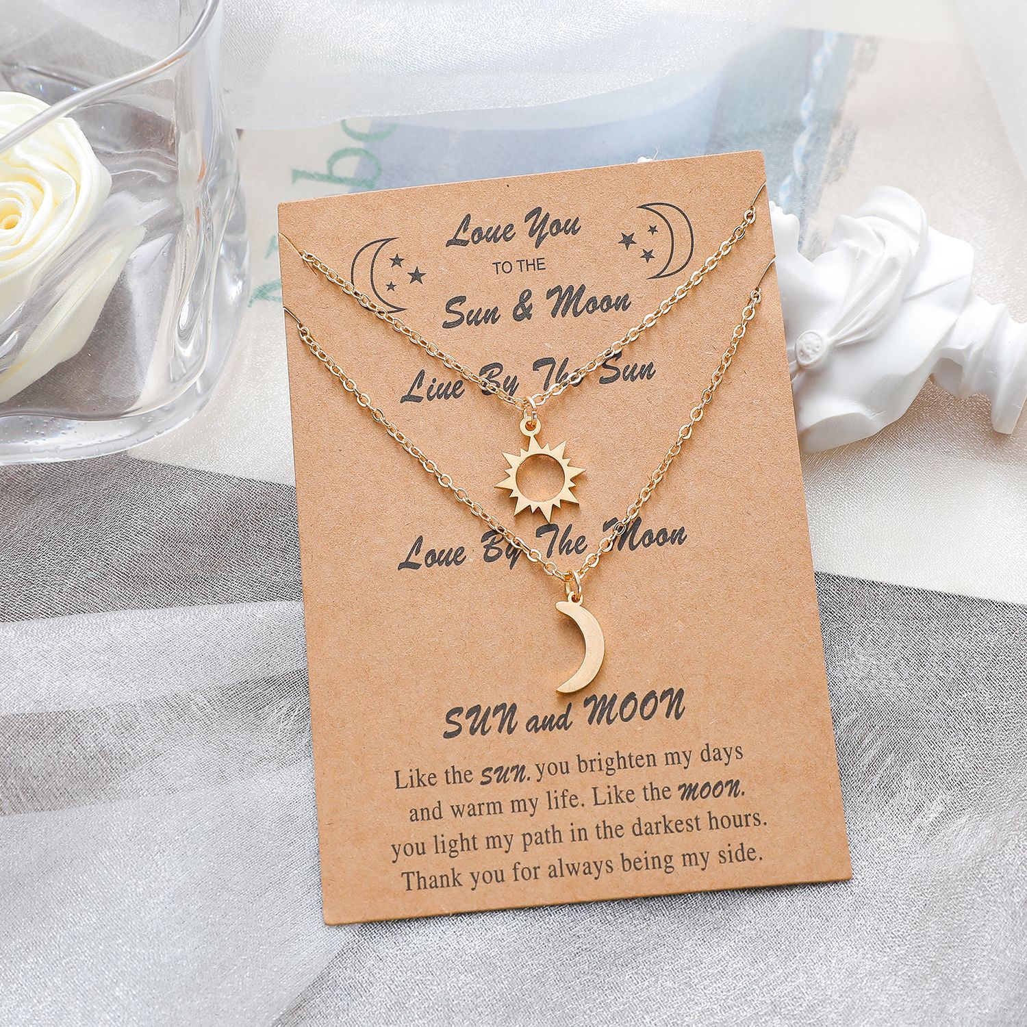 10g Weight Necklace Classification Wedding, Travel Occasion Fashion Sun Moon Stainless Steel Necklace European And American Good Friend Couple Necklace