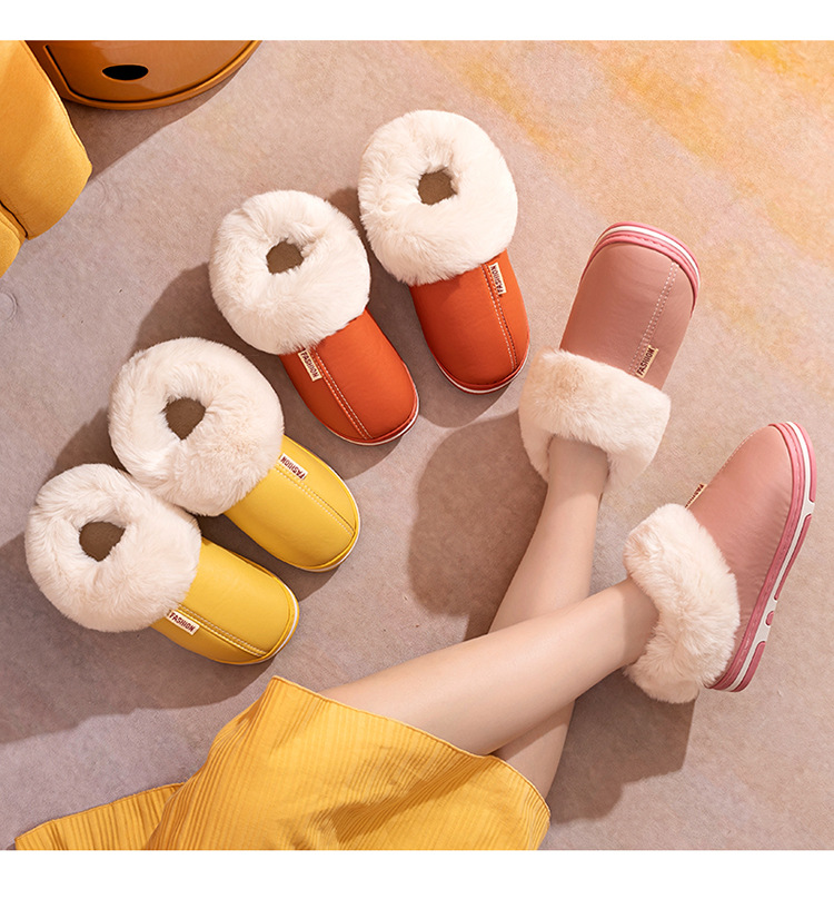 Papuci noi din bumbac PU, pachet complet, cu talpă groasă antiderapantă pentru bărbați și femei, pentru uz casnic, pentru interior_voghion.com