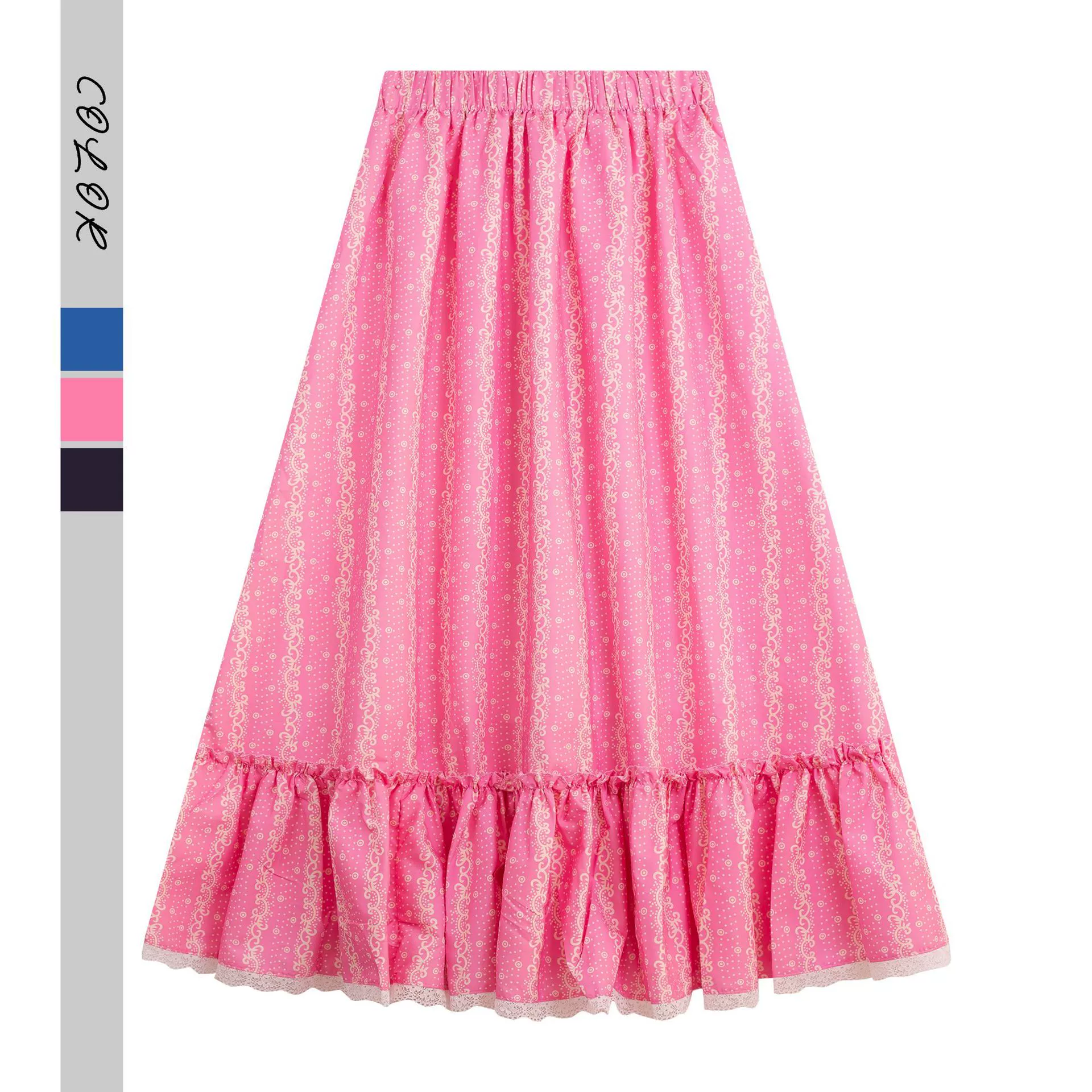 Французская юбка с принтом 2024 весна и лето новый темперамент тонкая длинная юбка кружева юбка дизайн юбка