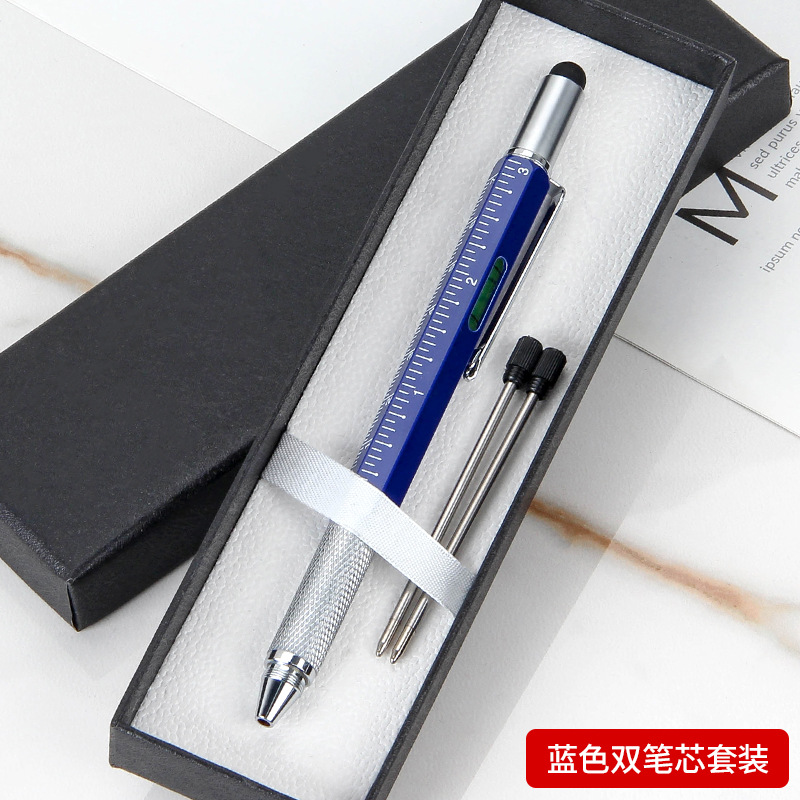 Regla de Metal Multifuncional 6 en 1 con Pantalla Táctil, Nivel, Destornillador Hexagonal y Bolígrafo