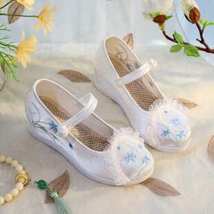 (1126-25) Spring New Ethnic Style Embroidered Shoes Increased Antique Han Clothing Shoes Guofeng Square Dance Women's Shoes
