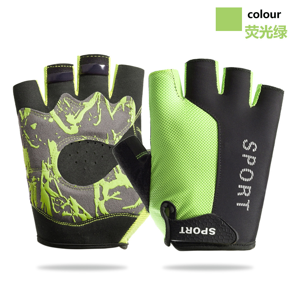 Deportes medio dedo guantes hombres y mujeres al aire libre equitación fitness transpirable alta absorción de choque elástico antideslizante al aire libre dedo abierto montañismo medio