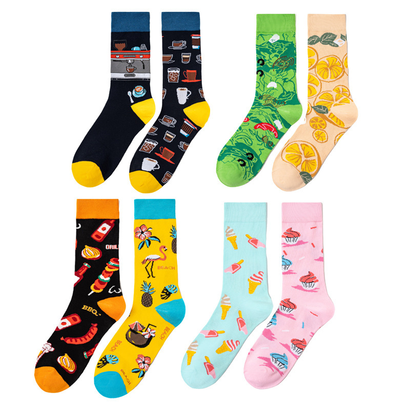 Men's Cotton Mismatched Color Women's Ice Cream Tiktok Fruit Coffee Four-Season Trendy Mid-Tube Socks Wholesale European and American Socks Men's Cotton Mismatched Color Women's Ice Cream Tiktok Fruit Coffee Four-Season Trendy Mid-Tube Socks Wholesale European and American Socks