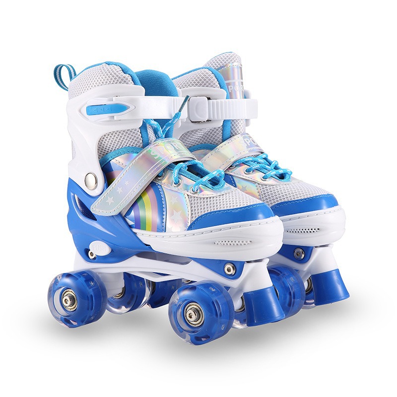 Ventas transfronterizas de patines infantiles para principiantes, patines de ruedas para hombres y mujeres, conjunto completo de patines de ruedas de doble fila en stock