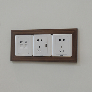Ll Solid Wood Switch Paste Socket Protective Cover Living Room Japanese Style Decoration Non-stick Bedroom Background Wall Wooden Switch Protection