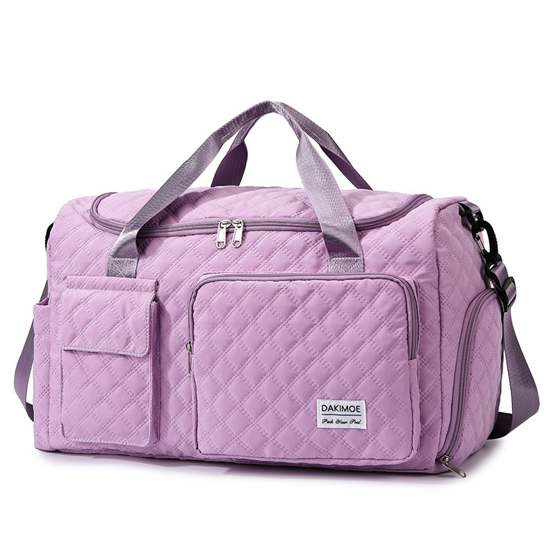 Bolsa de ejercicios de tendencia en relieve de diamante de gran capacidad de almacenamiento de zapatos separación seca y húmeda bolsa de yoga bolsa de viaje plegable