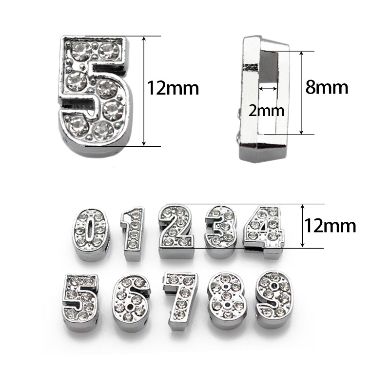 1 Piece 12mm Hole 6~9.9mm Alloy Number Pendant display picture 1