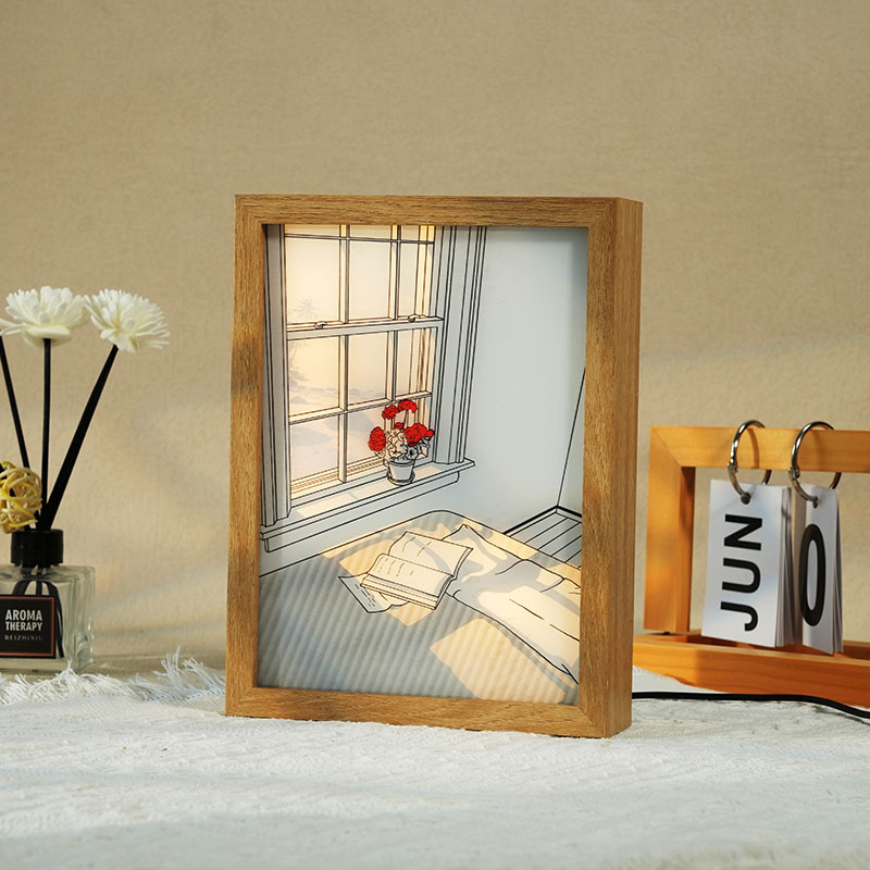 ins internet celebrity light painting photo frame creative luminous night light painting diy hollow picture frame frame ornaments wholesale