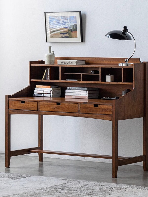 American Retro Old Solid Wood Desk Storage Bookcase Simple Small Bookshelf Integrated Children's Writing Study Table