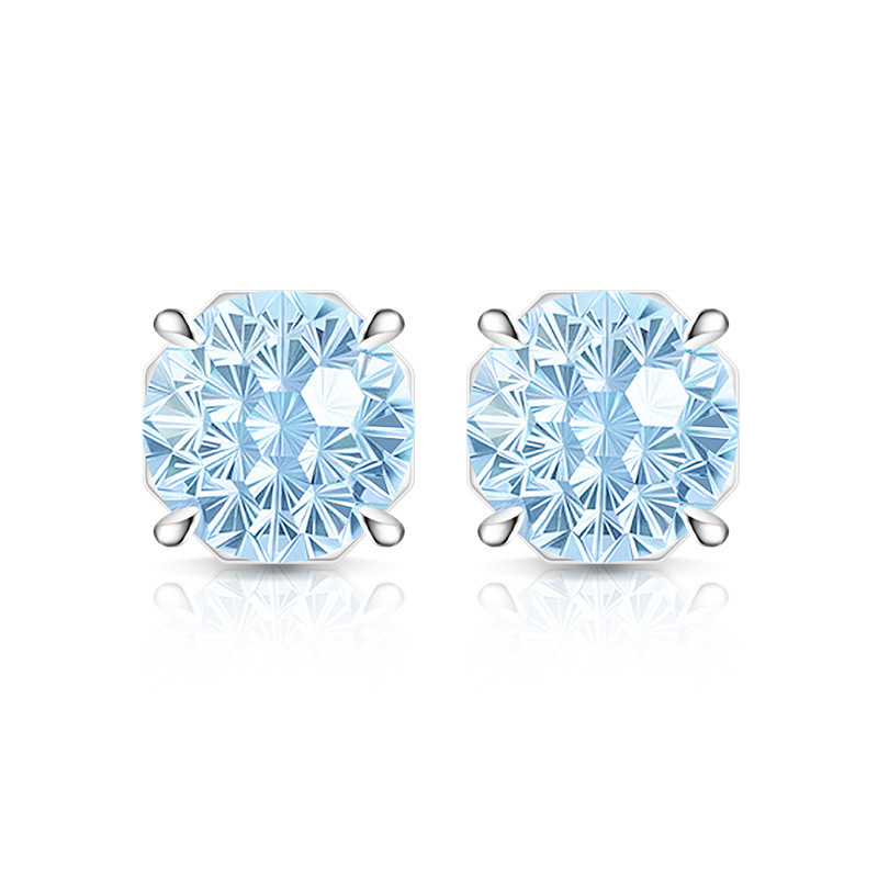 Octagonal Gemstone Drop Stud Earrings For Women Elegant Design_voghion.com