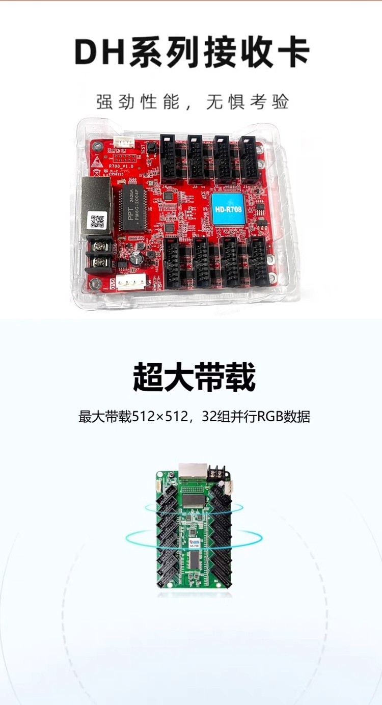 Led Screen Huidu R708 灰度全彩LED显示屏接收卡HD-R708 R712 R716 R732 K08 K12 R500S-阿里巴巴