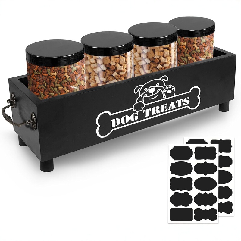 Wooden Pet Food Storage Dog Food Storage Box Dog Biscuit Jar Cat Treat Container Pet Treat Storage Organizer