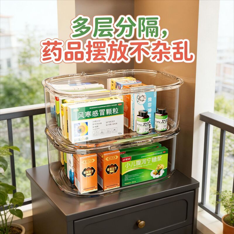 Medical Box for Home Use, Large Capacity for Organizing Medicines, Transparent with Lid, Dustproof, Large Storage Box for Household Use Medical Box for Home Use, Large Capacity for Organizing Medicines, Transparent with Lid, Dustproof, Large Storage Box for Household Use