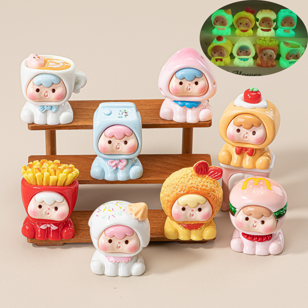 레진 솔리드 컬러 야광 2세대 과일 캐릭터 수제 DIY 장식품 미니어처 입체 장식품 열쇠고리 재료