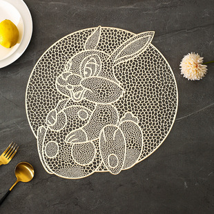 Easter Bunny Table Mat Dining Table Mat Holiday Hollow Waterproof Anti-scalding Insulation Mat Dining Table Decorative Coaster Wholesale